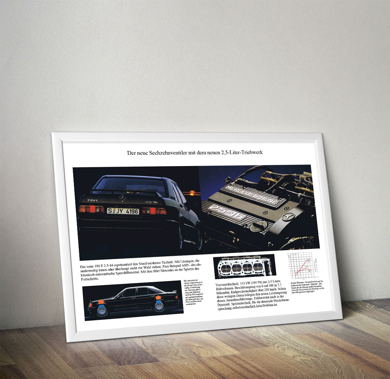 Mercedes Benz 190E 2.5 16V Vintage Poster