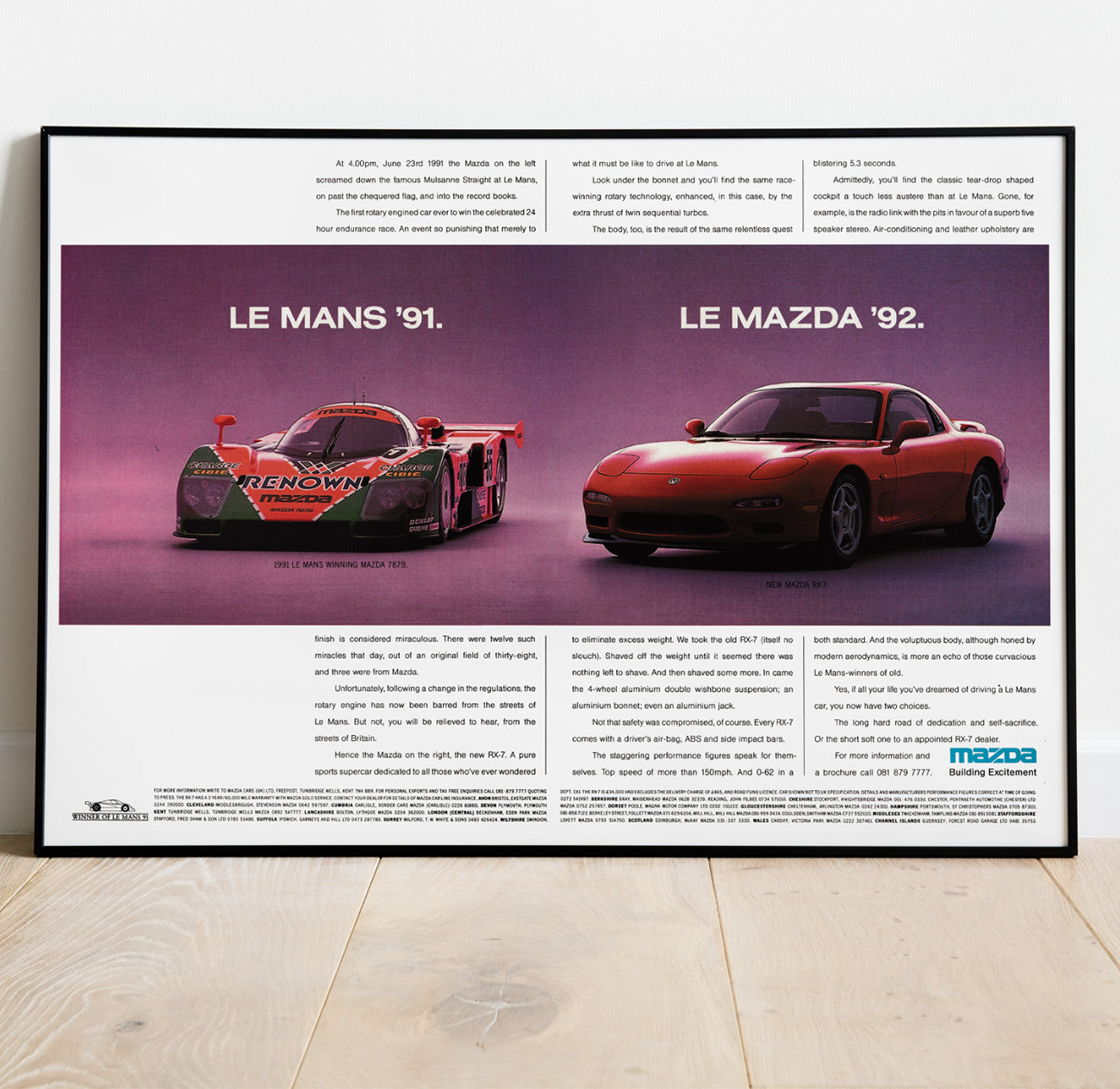Mazda RX-7 FD Le Mans Vintage Poster