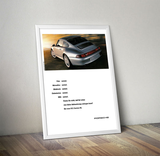 Porsche 911 Carrera 993 Vintage Ad Poster