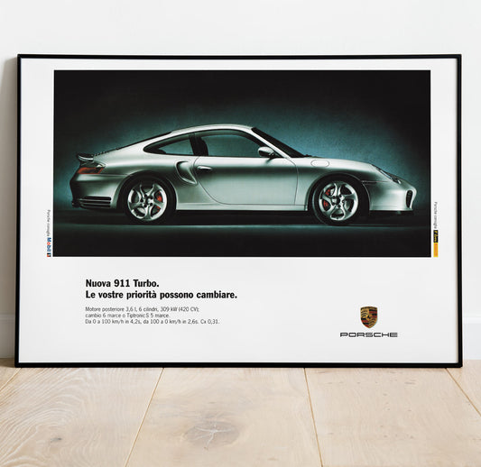 Porsche 911 996 Turbo Vintage Poster
