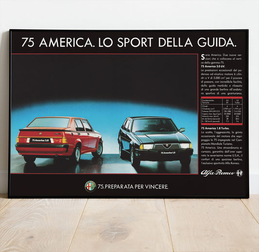 Alfa Romeo 75 America Vintage Poster