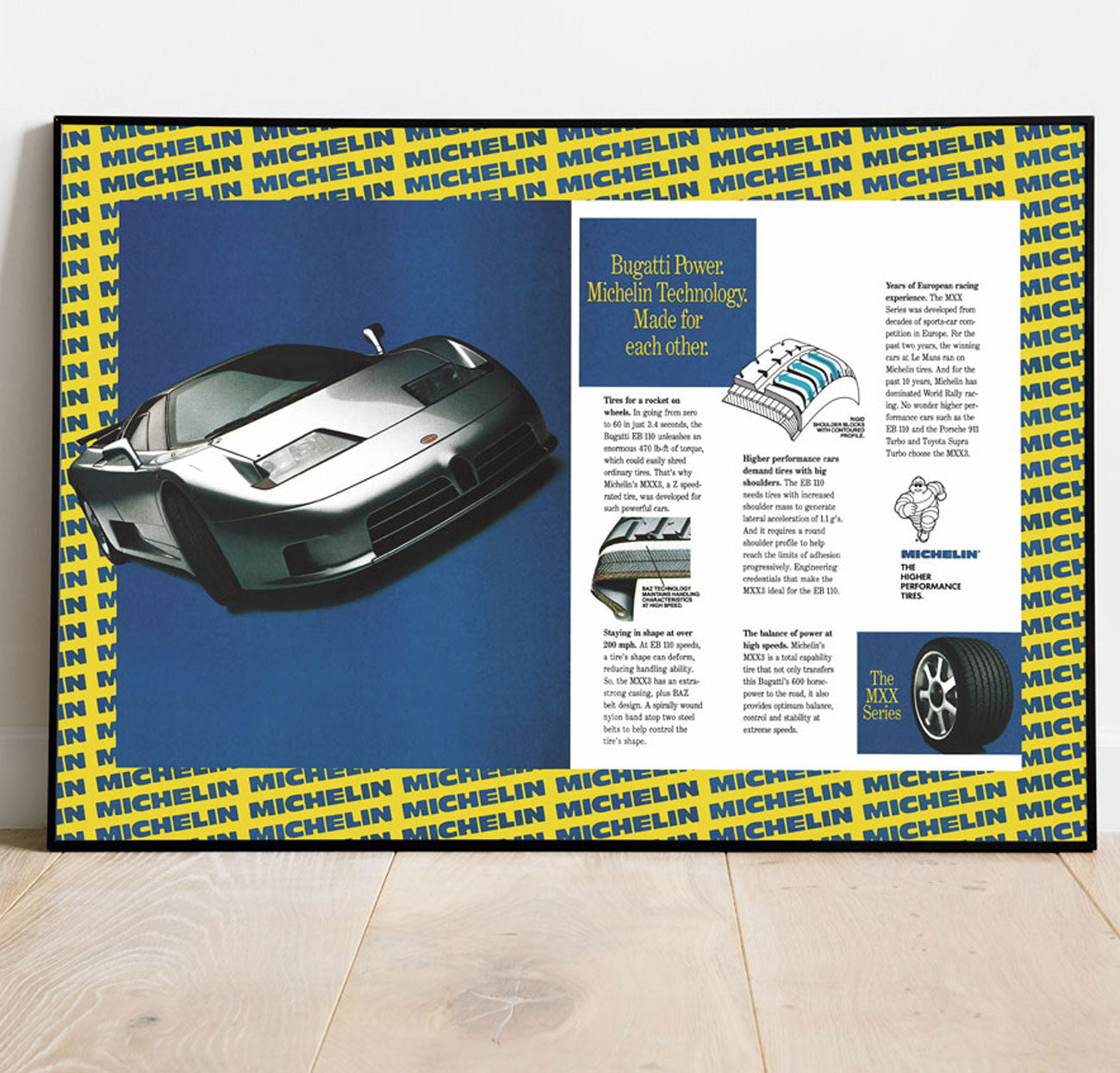 Bugatti EB110 Michelin Vintage Poster