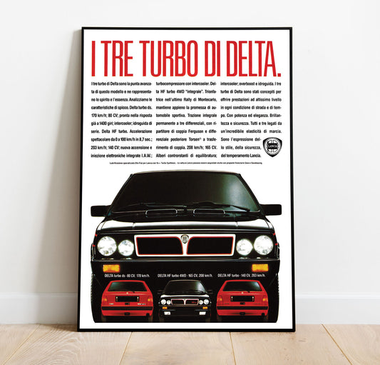 Lancia Delta Trio Vintage Poster