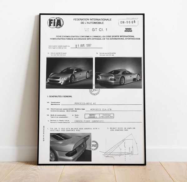 Mercedes CLK GTR - FIA Homologation Poster – Turbo Dogma