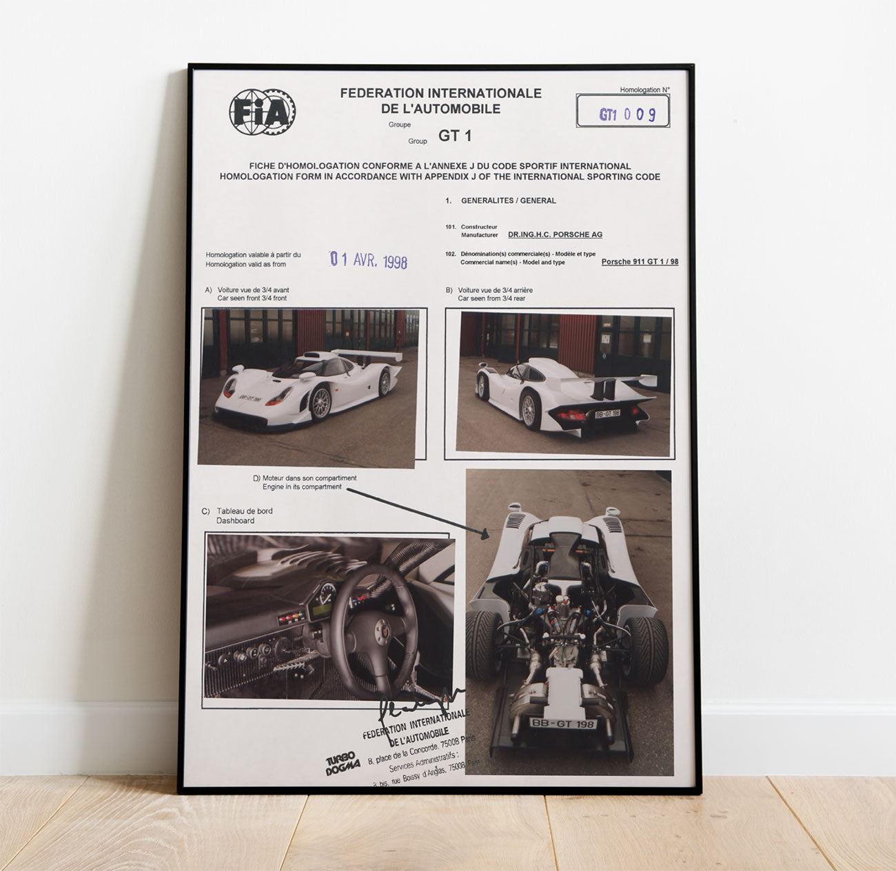 Porsche GT1 98 - FIA Homologation Poster