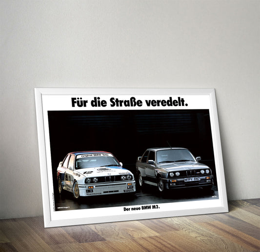BMW M3 E30 German Ad Vintage Poster
