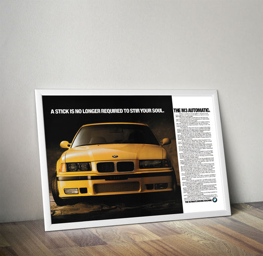 BMW M3 E36 Automatic Ad Vintage Poster