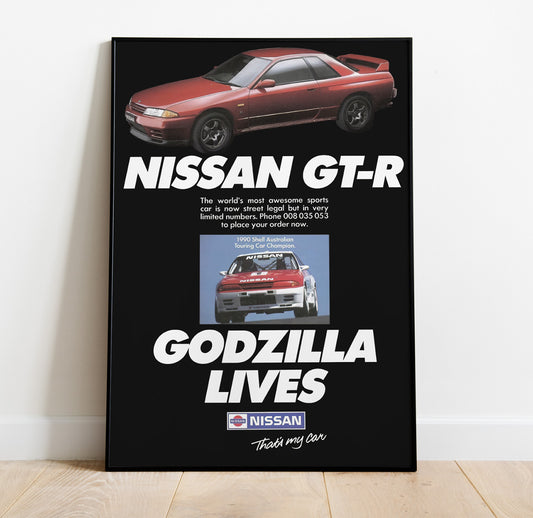 Nissan Skyline GT-R R32 Godzilla Vintage Poster