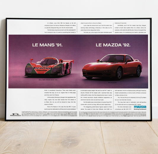 Mazda RX-7 FD Le Mans Vintage Poster