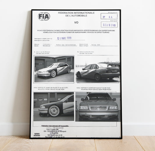 Volvo S40 Superturismo - FIA Homologation Poster